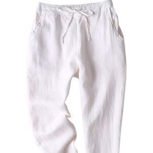 Tapered Drawstring Linen Pants